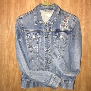 Zena Jean Jacket Distressed Embroidered Vintage